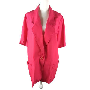 Sag Harbor Women's Blazer Jacket Size 16 Orange Short Sleeve Career Church